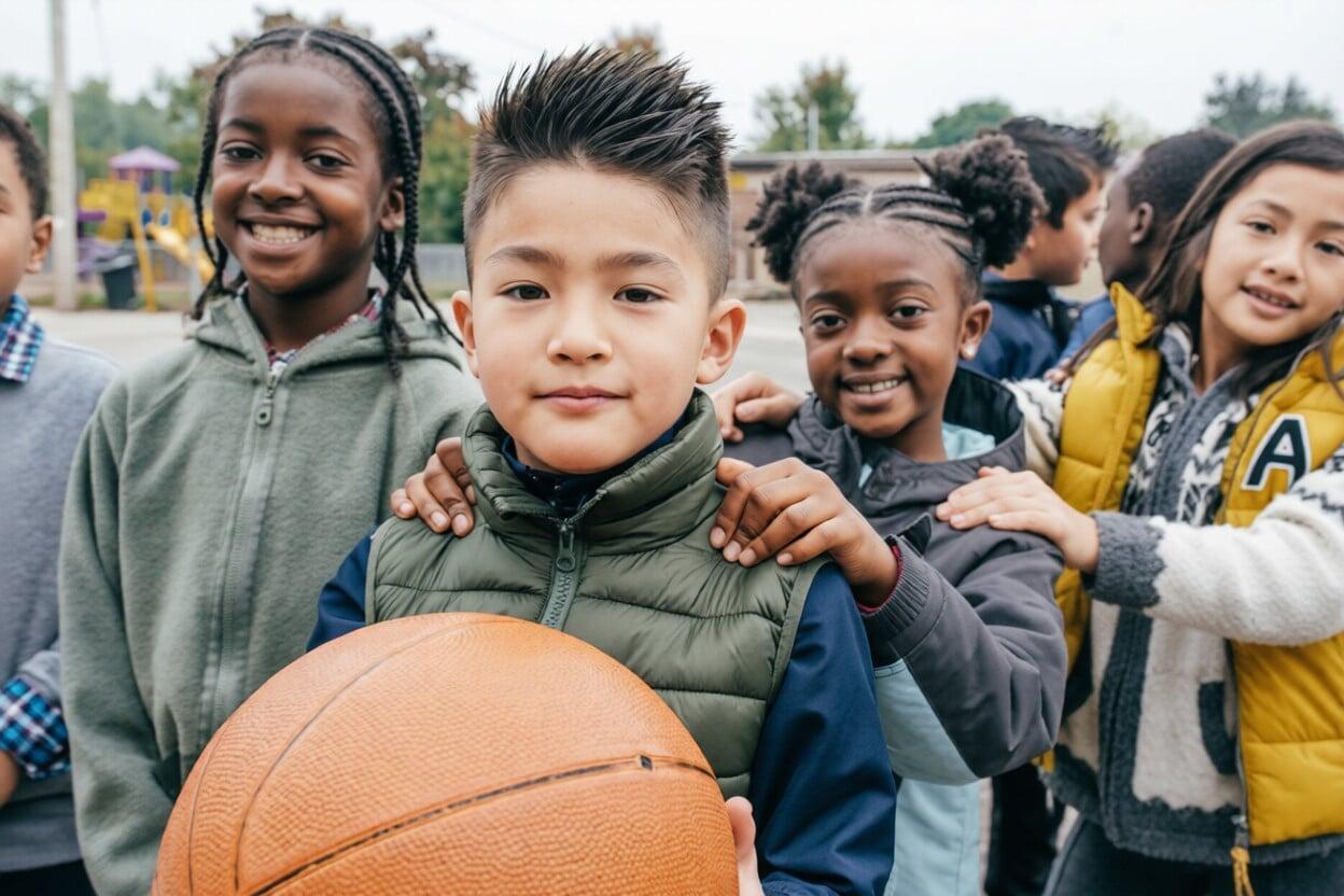 students playing basketball